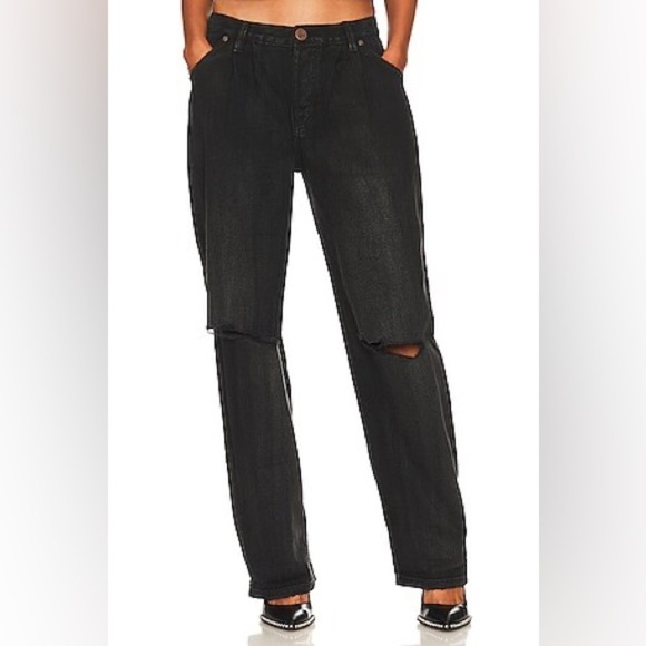 NWT One Teaspoon Smiths Trouser Jeans Faded Black Slits Rips Sz 24 - Picture 15 of 15